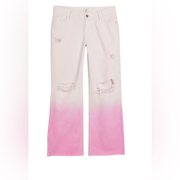 River Island High-Rise Ripped Dip-Dyed Jeans NWOT - Picture 3 of 7